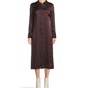 Madewell Louise Dress - Lightweight Semi Shine Black & Red Shirt Dress